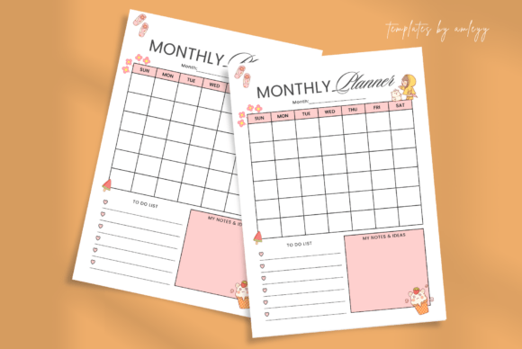Download Cute Monthly Planner Template Canva - Premium Resources