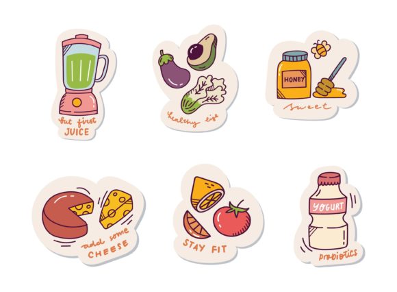 Download Cute Digital Sticker Set, Healthy Food - Set Collection