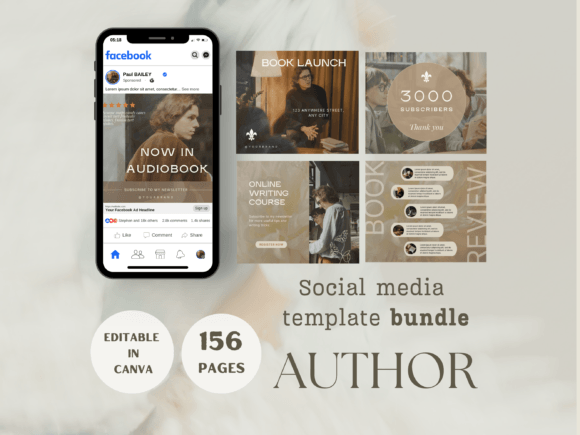 Download Author Social Media Template Bundle - Author social media Collection