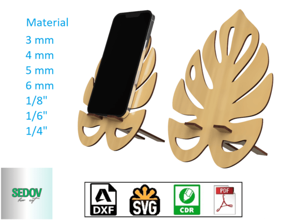 Download Laser Cut Phone Stand Monstera Leaf - Premium Bundle