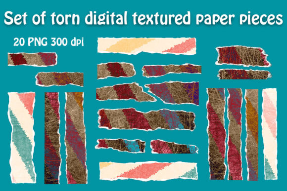 Download Set of Torn Digital Paper Pieces - Set Collection