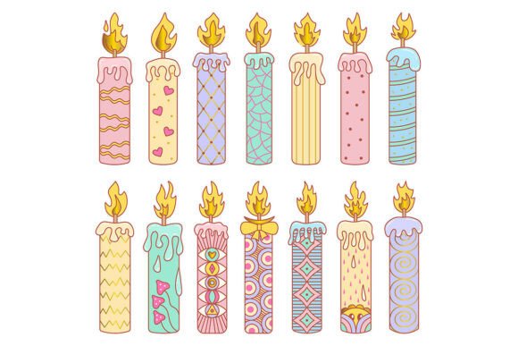 Download Big Color Long Candle Vector Set - Set Collection