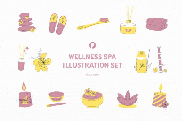 Download Yellow Wellness Spa Illustration Set - Set Collection