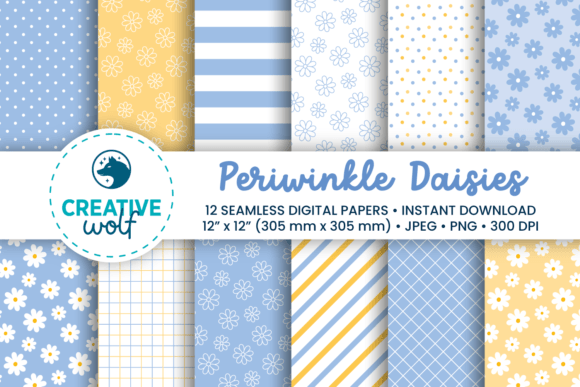 Download Periwinkle Daisies Digital Paper Set - Set Collection