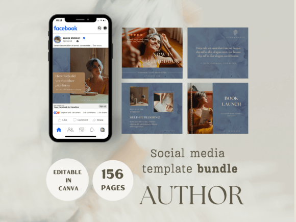 Download Author Social Media Template Bundle - Author social media Collection