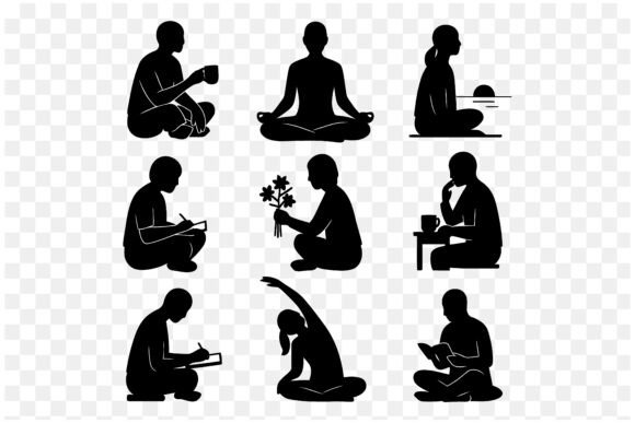 Download Mindfulness Silhouette Vector Set - Set Collection