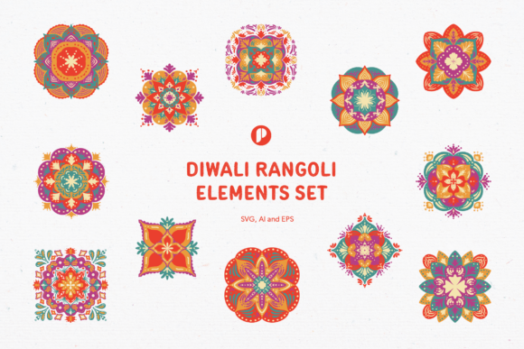Download Diwali Rangoli Elements Set - Set Collection