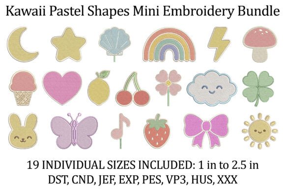 Download Kawaii Pastel Shapes Mini Embroidery Set - Set Collection