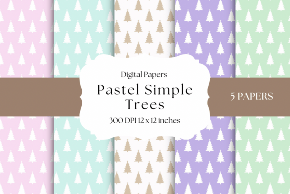 Download Pastel Simple Trees Digital Papers - Premium Bundle